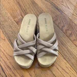 Anne Klein Women's Taupe Slide Sandals